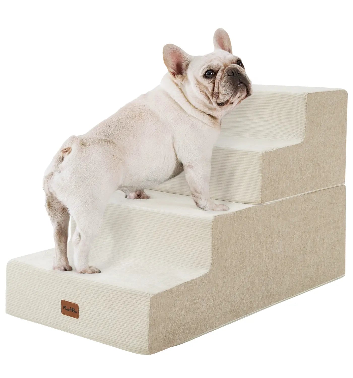 MADE 4 PETS Extra Wide Dog Stairs for High Bed Couch Sofa 35D Foam Pet Steps Non-Slip Bottom 4-Step for Small Dogs and Cats up to 40Lbs Home Use