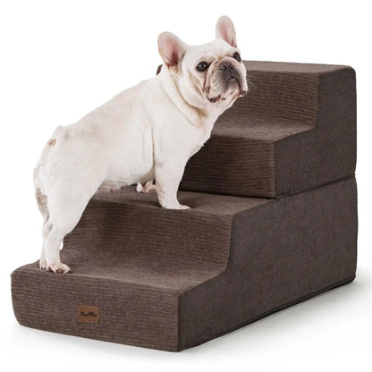 MADE 4 PETS Extra Wide Dog Stairs for High Bed Couch Sofa 35D Foam Pet Steps Non-Slip Bottom 4-Step for Small Dogs and Cats up to 40Lbs Home Use