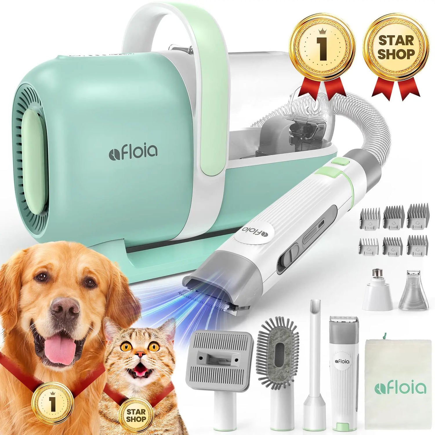 【Limitedtimeflashsale】Afloia Dog Grooming Kit, Pet Grooming Vacuum & Dog Clippers & Dog Brush for Shedding with Vacuum Grooming Tools, Low Noise Dog Vacuum Hair Remover Pet Grooming Supplies Paw Trimmer