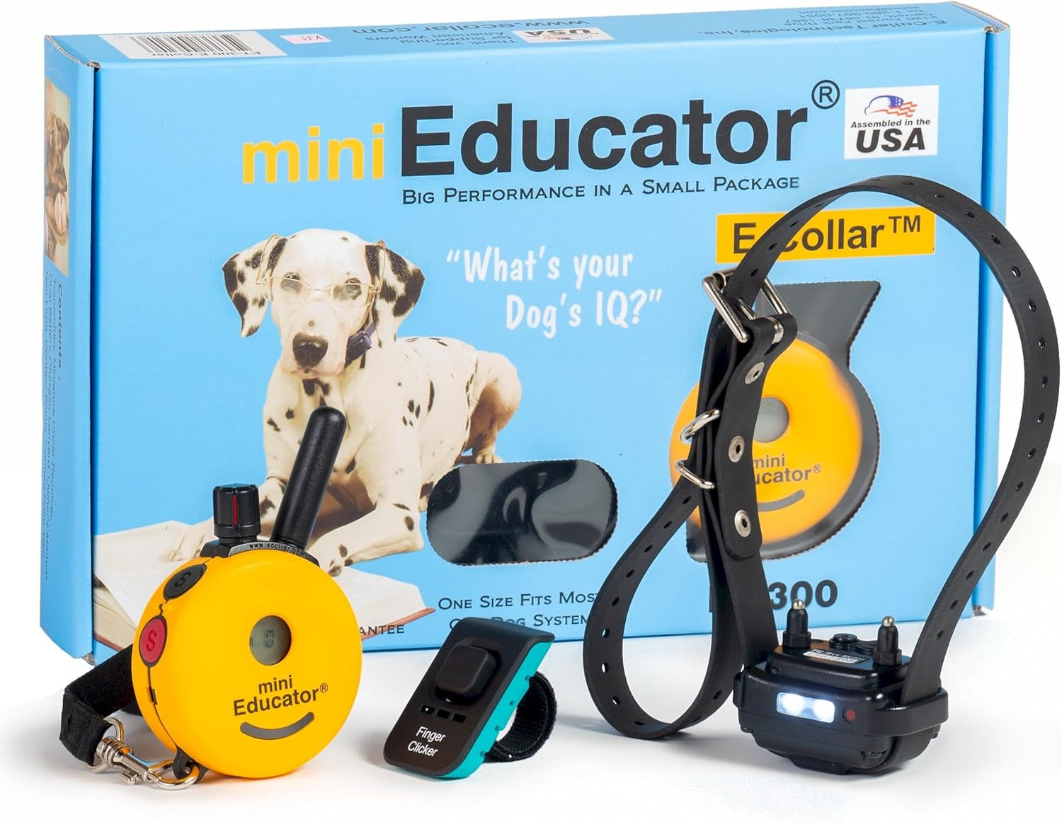 E-Collar ET-300 Mini  Remote Dog Training Collar – 1/2 Mile Waterproof, Premium Finger Clicker Trainer, 100 Stimulation Levels + Vibration + Light + Sound – 1 Dog Small to Medium, Yellow