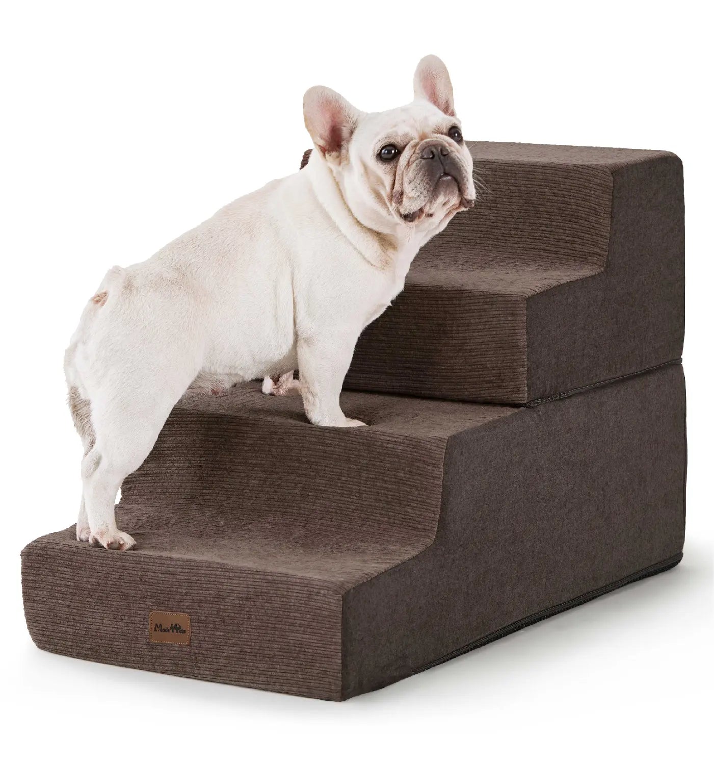 MADE 4 PETS Extra Wide Dog Stairs for High Bed Couch Sofa 35D Foam Pet Steps Non-Slip Bottom 4-Step for Small Dogs and Cats up to 40Lbs Home Use