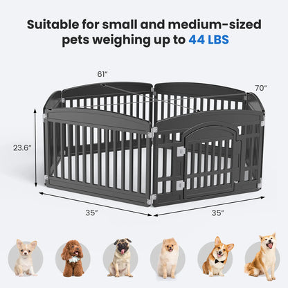 Plastic Pet Playpen, Durable Puppy Playpen with Lockable Door and Non-Slip Bottom, Portable Indoor Outdoor Puppy Pen