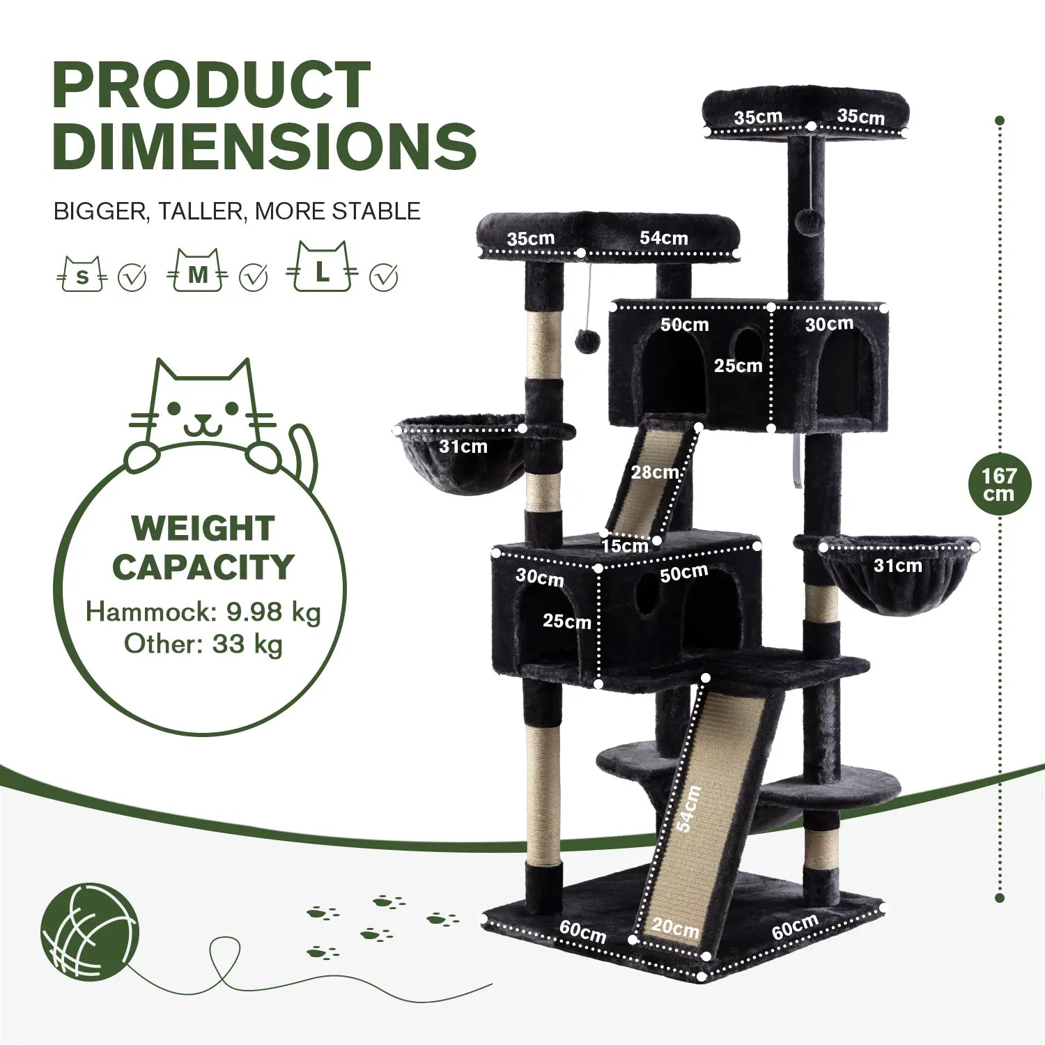 MUTICOR 65In Multi-Level Cat Tree Tower for Indoor Big Cats with Cozy Plush Perches,Cat Condo,Sisal Scratching Posts & Hammock and Baskets#Summervibes