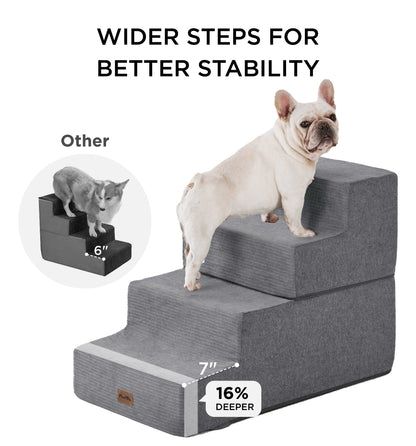 MADE 4 PETS Extra Wide Dog Stairs for High Bed Couch Sofa 35D Foam Pet Steps Non-Slip Bottom 4-Step for Small Dogs and Cats up to 40Lbs Home Use