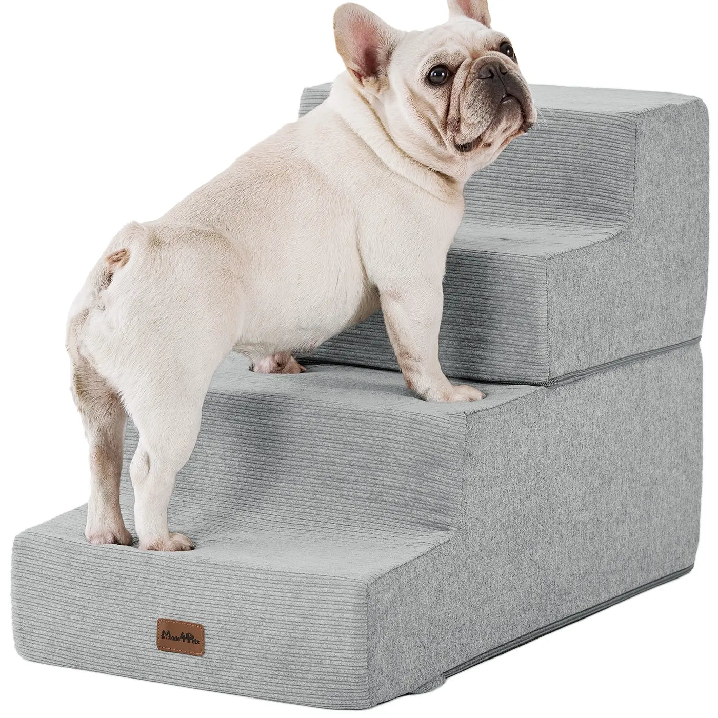 MADE 4 PETS Extra Wide Dog Stairs for High Bed Couch Sofa 35D Foam Pet Steps Non-Slip Bottom 4-Step for Small Dogs and Cats up to 40Lbs Home Use