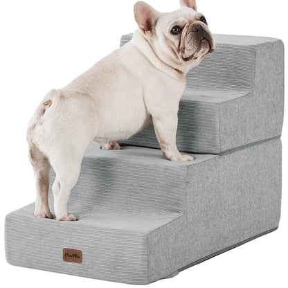 MADE 4 PETS Extra Wide Dog Stairs for High Bed Couch Sofa 35D Foam Pet Steps Non-Slip Bottom 4-Step for Small Dogs and Cats up to 40Lbs Home Use