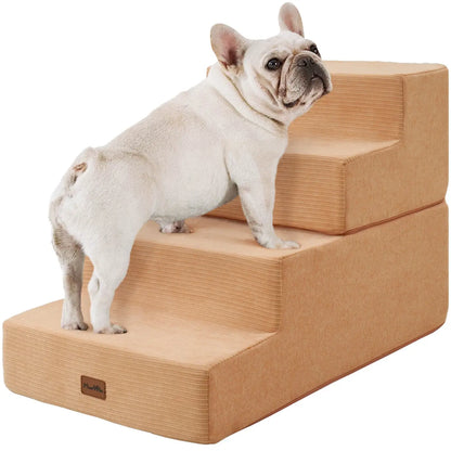 MADE 4 PETS Extra Wide Dog Stairs for High Bed Couch Sofa 35D Foam Pet Steps Non-Slip Bottom 4-Step for Small Dogs and Cats up to 40Lbs Home Use
