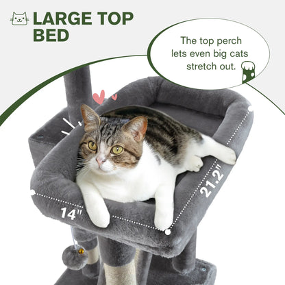 MUTICOR 65In Multi-Level Cat Tree Tower for Indoor Big Cats with Cozy Plush Perches,Cat Condo,Sisal Scratching Posts & Hammock and Baskets#Summervibes