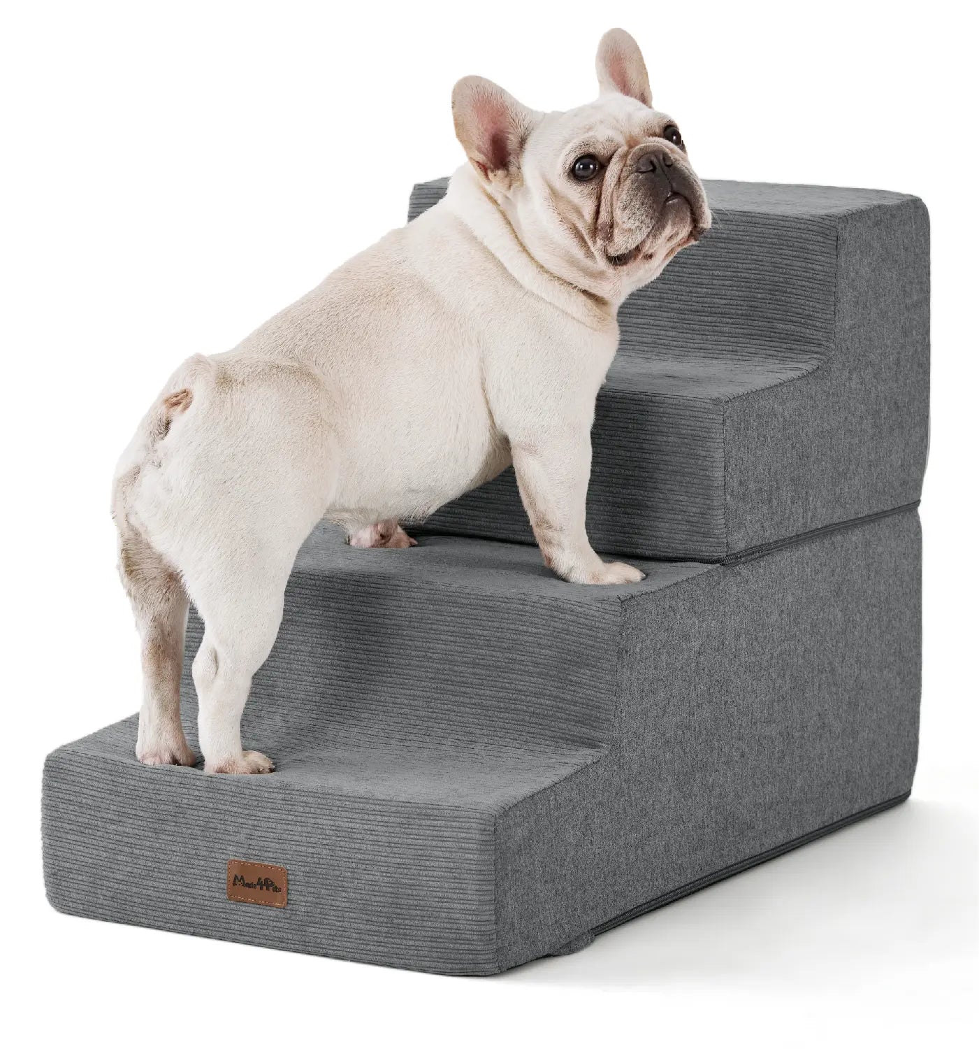 MADE 4 PETS Extra Wide Dog Stairs for High Bed Couch Sofa 35D Foam Pet Steps Non-Slip Bottom 4-Step for Small Dogs and Cats up to 40Lbs Home Use
