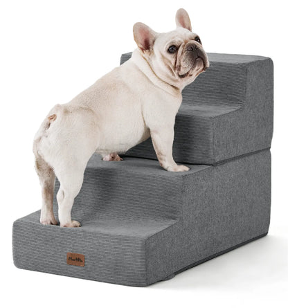 MADE 4 PETS Extra Wide Dog Stairs for High Bed Couch Sofa 35D Foam Pet Steps Non-Slip Bottom 4-Step for Small Dogs and Cats up to 40Lbs Home Use