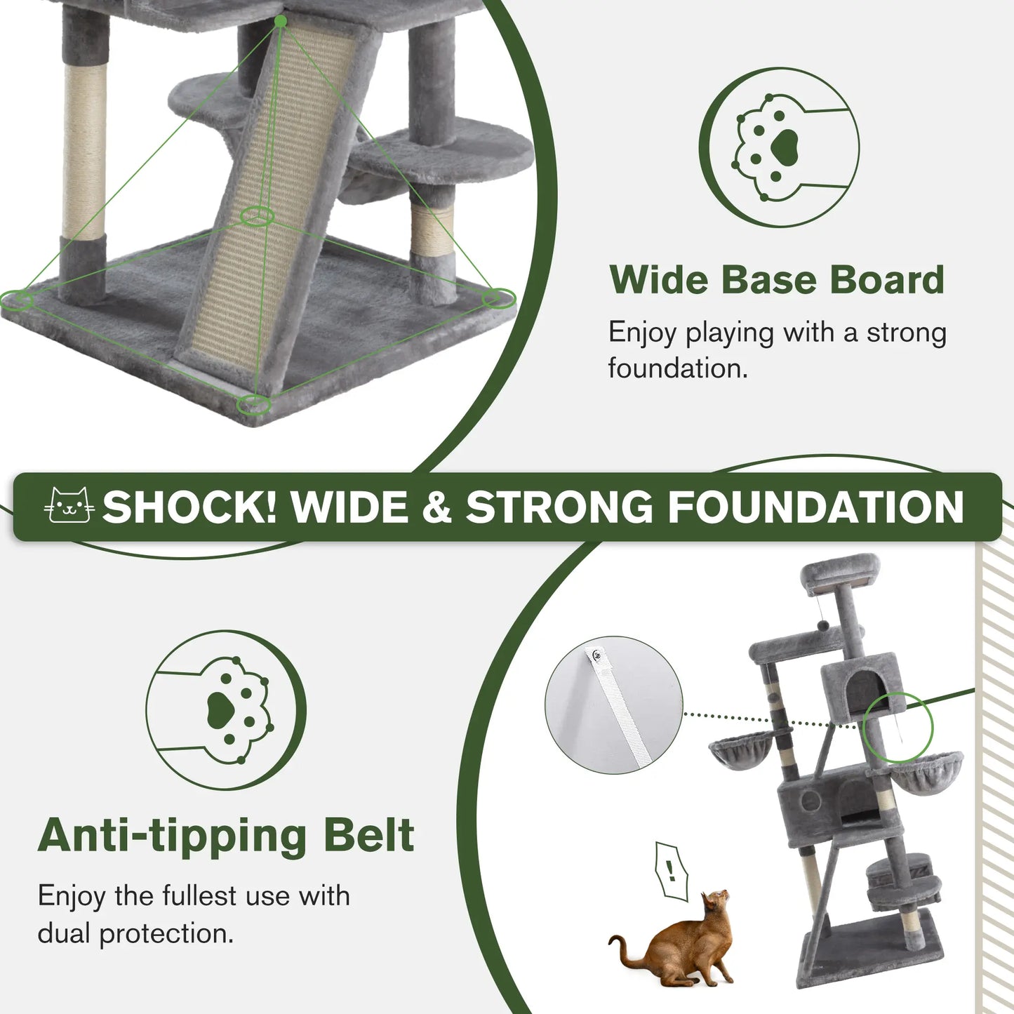 MUTICOR 65In Multi-Level Cat Tree Tower for Indoor Big Cats with Cozy Plush Perches,Cat Condo,Sisal Scratching Posts & Hammock and Baskets#Summervibes